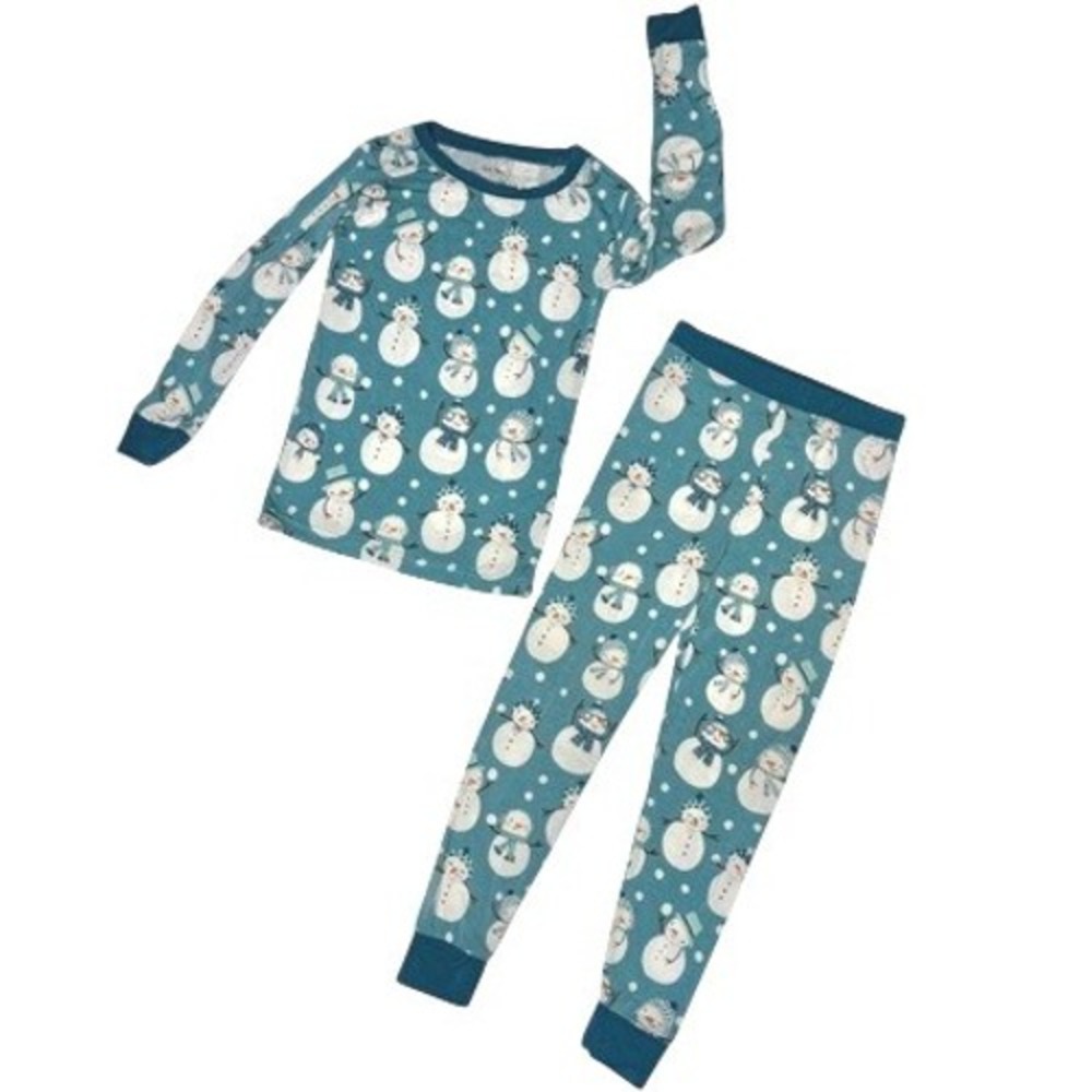 Little Sleepies Bamboo Snow Much Fun Pajama Set 4åT Toddler Teal Blue Whimsical